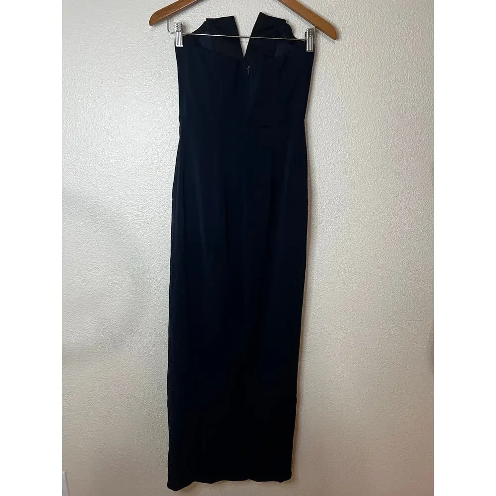 Jay Godfrey Sylvia Black Navy Blue Strapless Tuxedo Gown WOMENS 0 - Picture 6 of 9